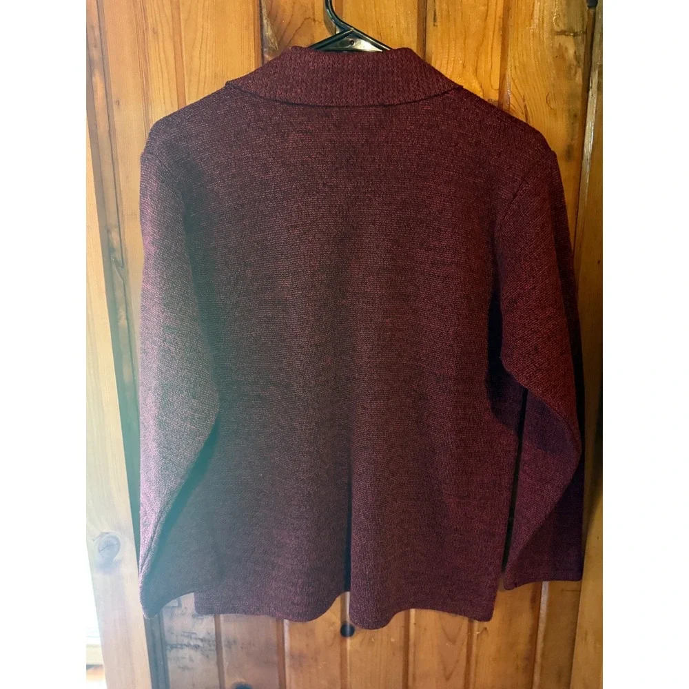 T C Fashion Red Knit Cardigan Sequined Embellished‎ Button Down Pockets Size M